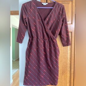 Boden Burgundy Polka Dot Dress 2 XS